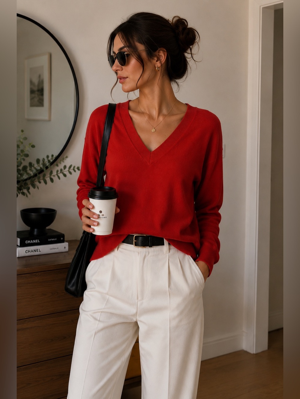 Ipekyol Everyday V-Neck Sweater in Crimson Red